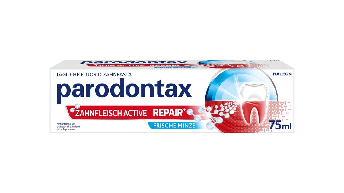 parodontax Zahnfleisch Active REPAIR<sup>*</sup>: Für gesünderes Zahnfleisch ab der ersten Woche<sup>1</sup>